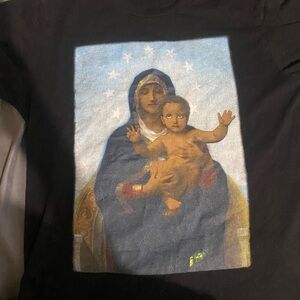 Mens Black Graphic Denim Tears tee